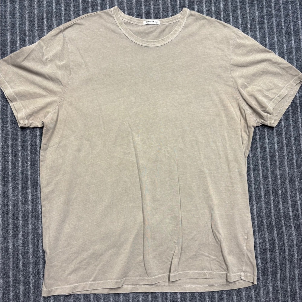 Buck Mason Mens Slub Cotton Short Sleeve T-Shirt Size XL Tan Khaki Made in USA